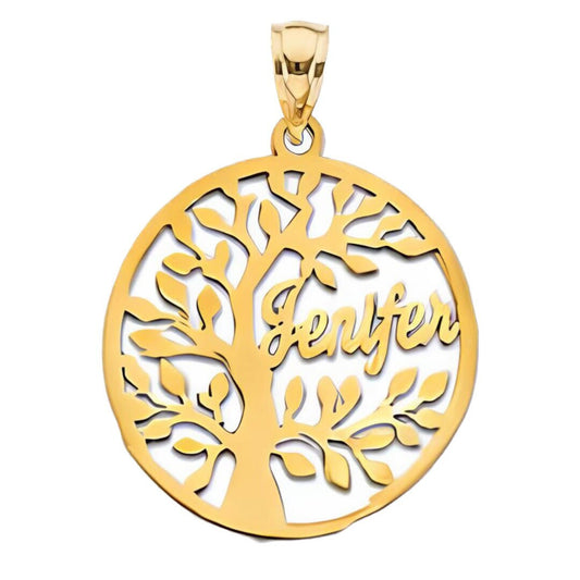 Solid 10K or 14K Gold Personalized Custom TREE OF LIFE Pendant