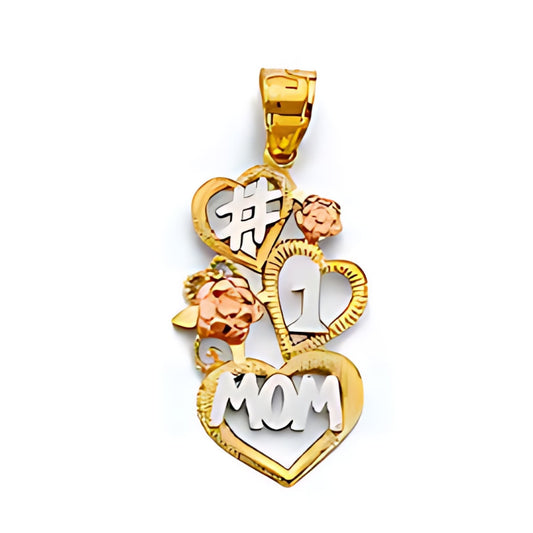 14K Solid Gold #1 Mother's Day Pendant H