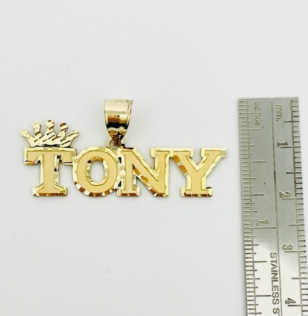 10K or 14K Gold Personalized Name with Crown Pendant C