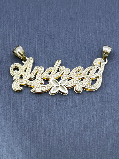 10K or 14K Gold Personalized Double Name Pendant