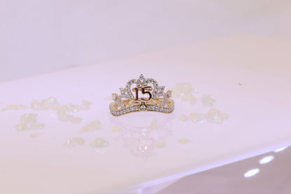 14K Gold 15 Anos Quinceanera Crown Ring II