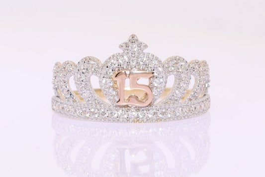 14K Gold 15 Anos Quinceanera Crown Ring B