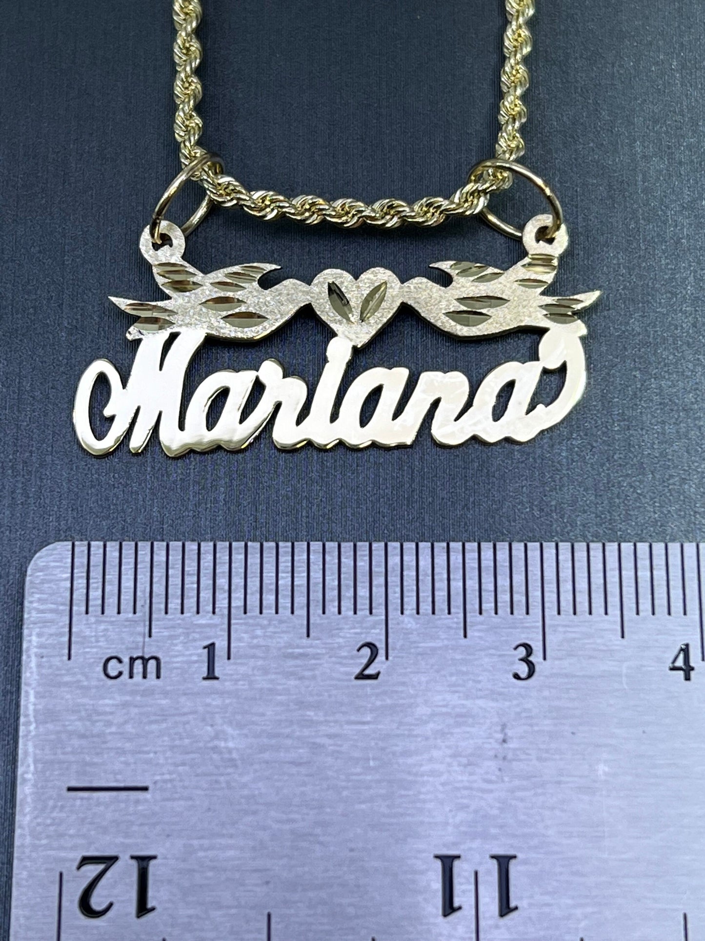 10k 14k Solid Gold Personalized Name Two Birds with Heart Pendant
