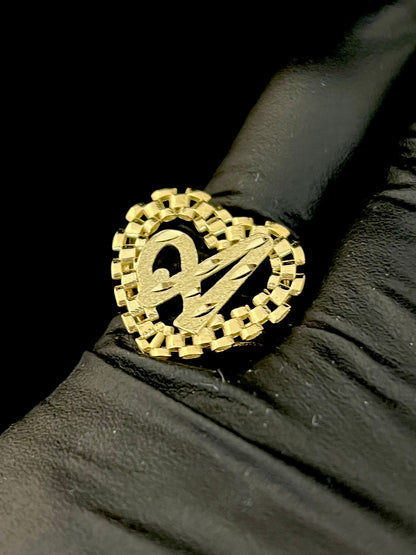 10K Rolex Style Initial Ring A