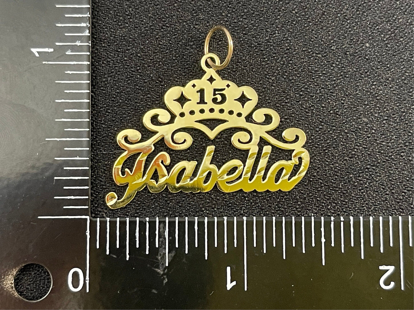 10K 14K Gold Personalized 15 Anos Quinceanera Crown Pendant