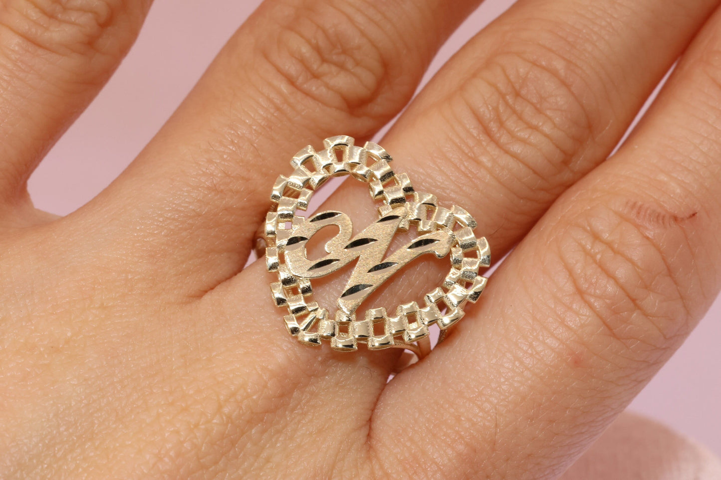 10K Rolex Style Initial Ring A