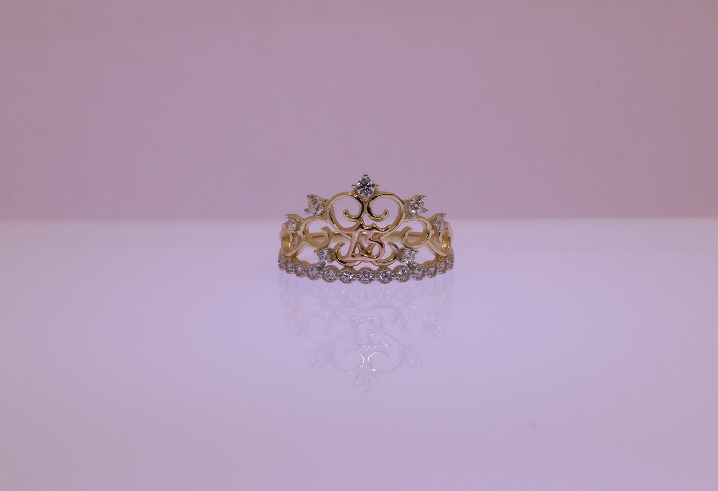 14K Gold 15 Anos Quinceanera Crown Ring BBB
