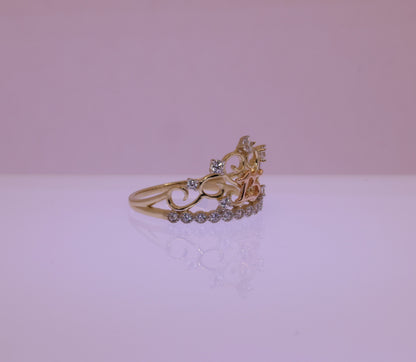 14K Gold 15 Anos Quinceanera Crown Ring BBB