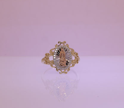 14k Solid Gold Virgin Mary Virgen Maria Lady Guadalupe Ring UU