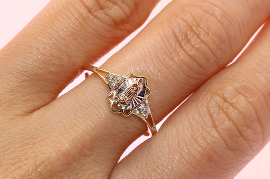 14k Solid Gold Virgin Mary Virgen Maria Lady Guadalupe Ring Z