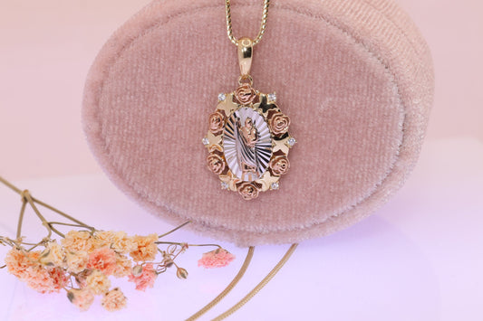 14k Solid Gold Saint Jude San Judas Pendant B