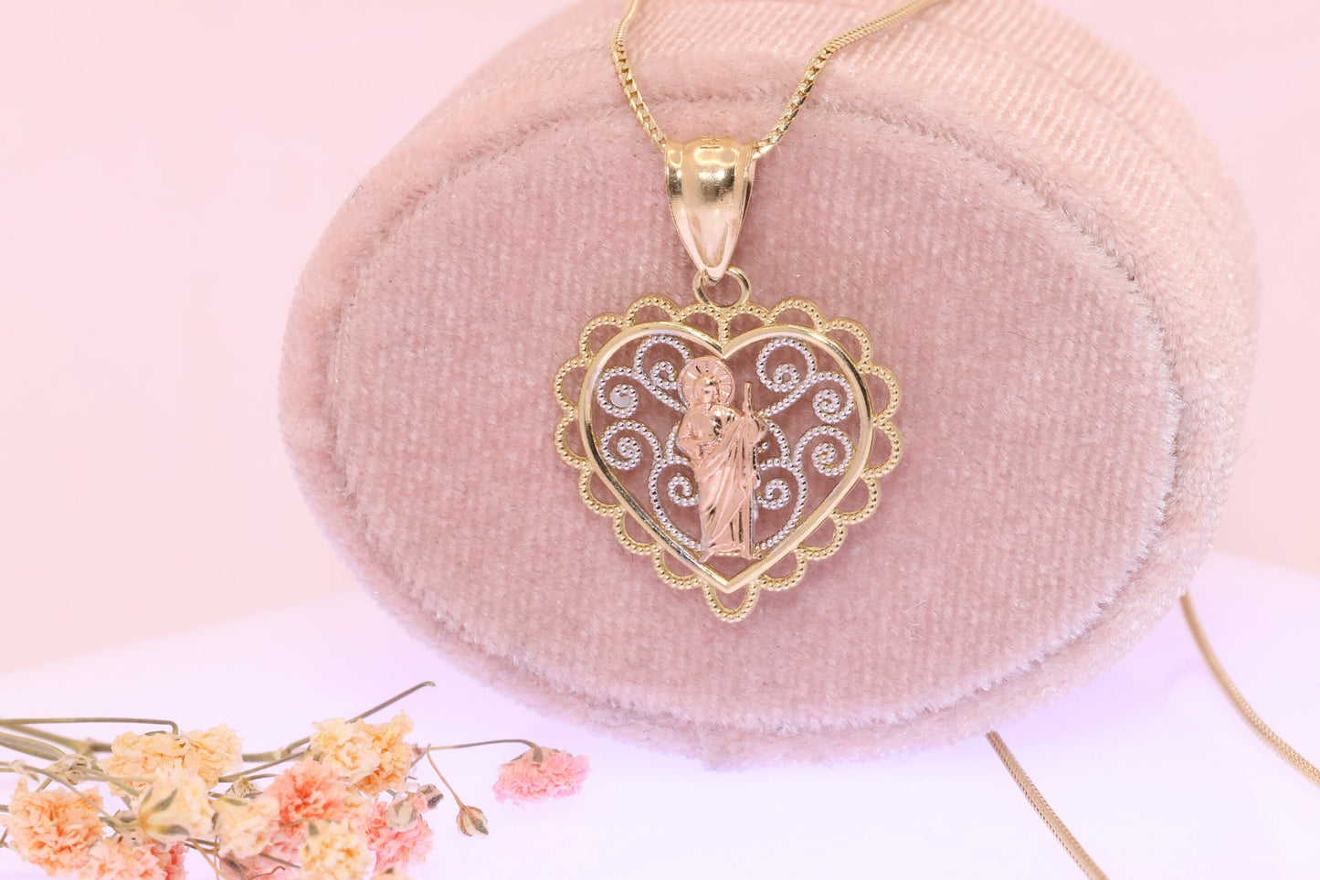 14k Solid Gold Saint Jude San Judas Pendant D
