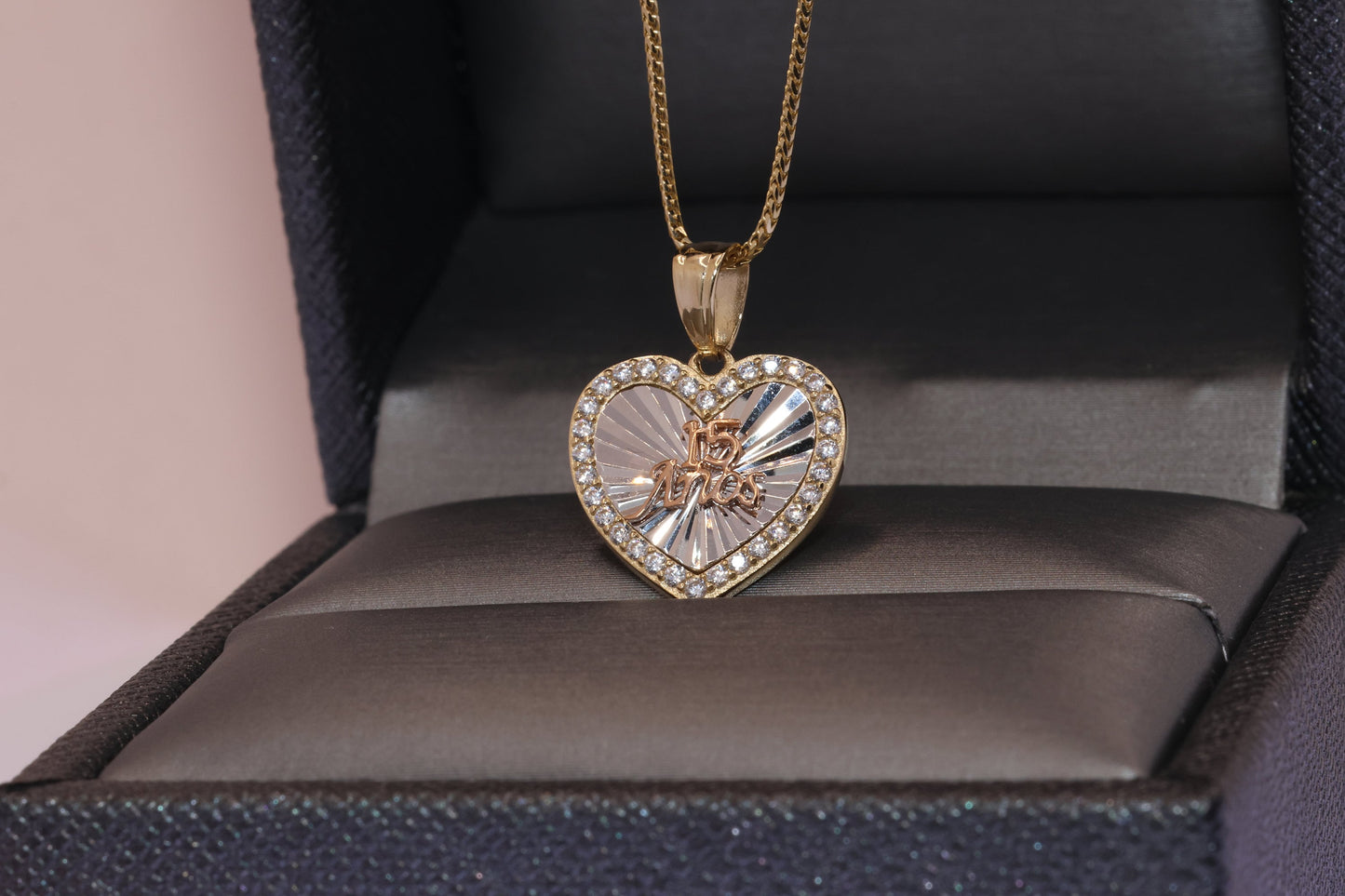 14K Gold 15 Anos Quinceanera Pendant J