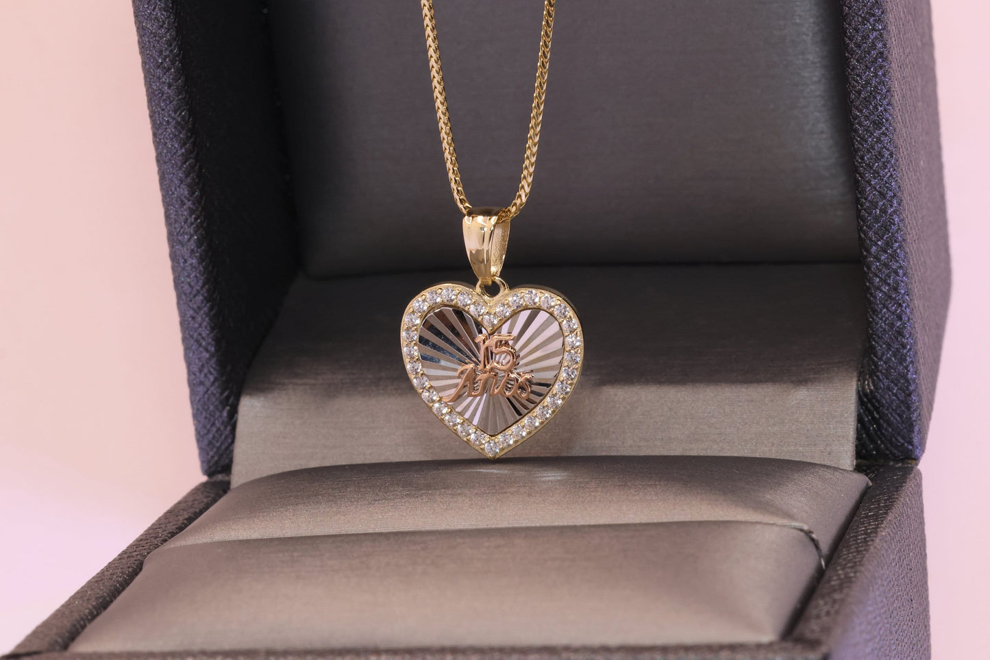 14K Gold 15 Anos Quinceanera Pendant J