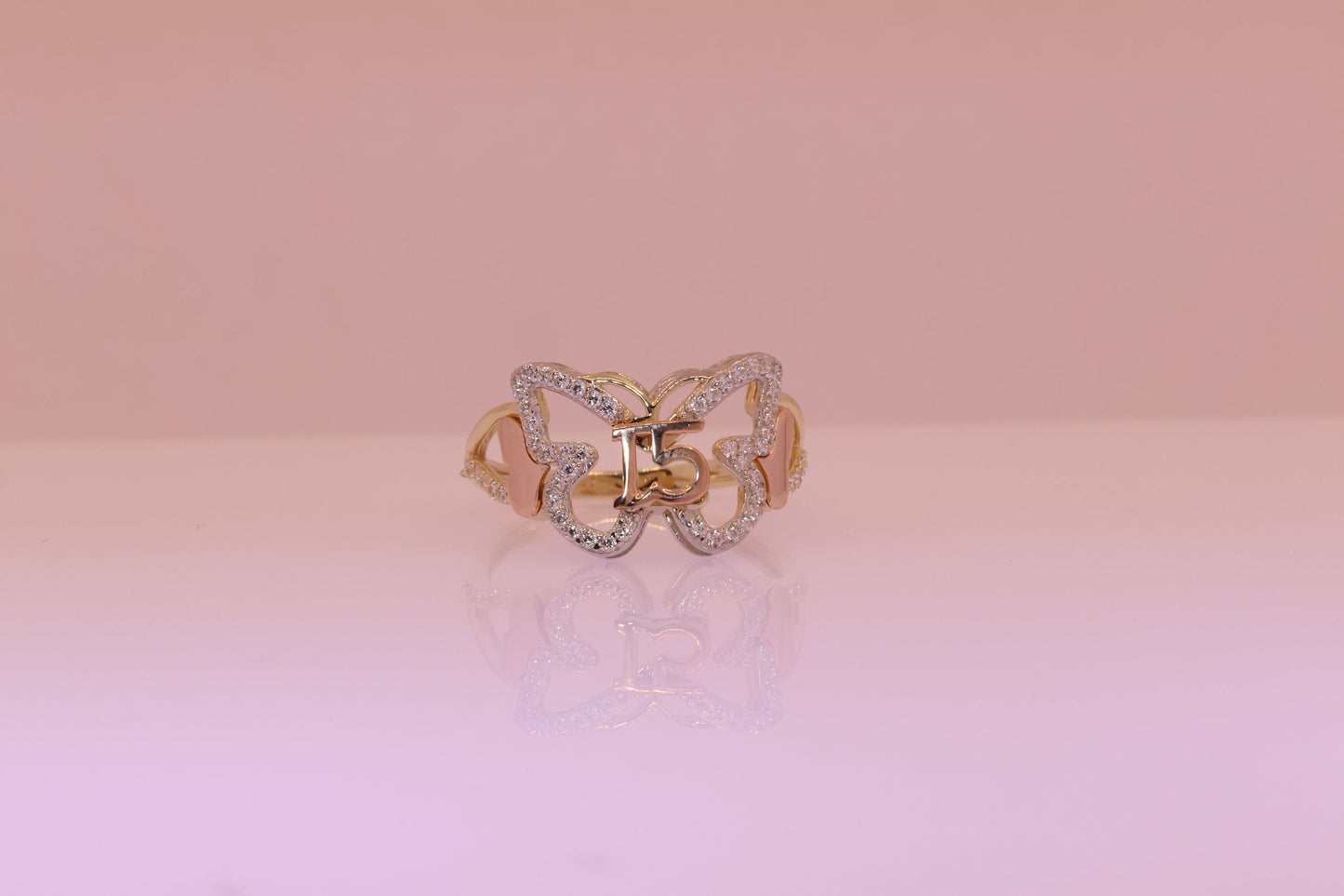 14K Gold 15 Anos Quinceanera Butterfly Ring B
