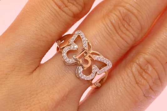 14K Gold 15 Anos Quinceanera Butterfly Ring B