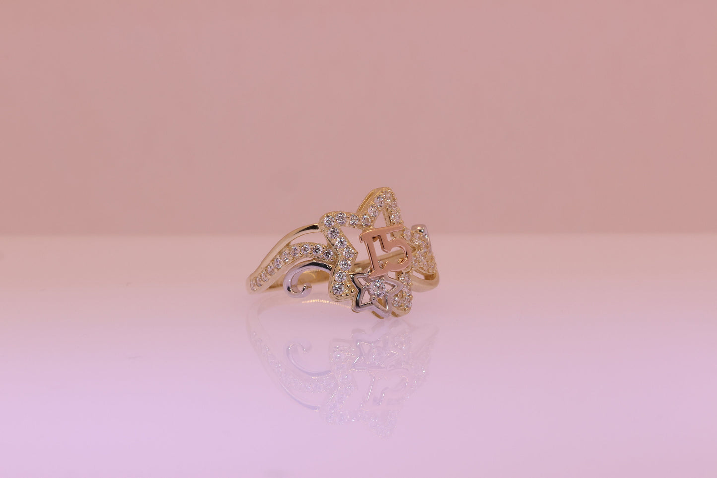 14K Gold 15 Anos Quinceanera Star Ring B