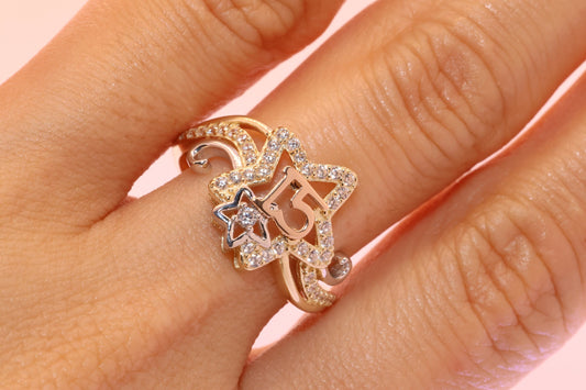 14K Gold 15 Anos Quinceanera Star Ring B