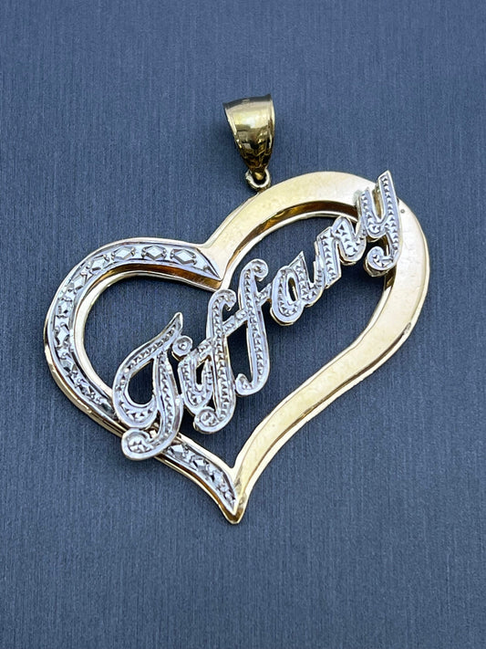 10K or 14K Gold Personalized Name Heart Pendant