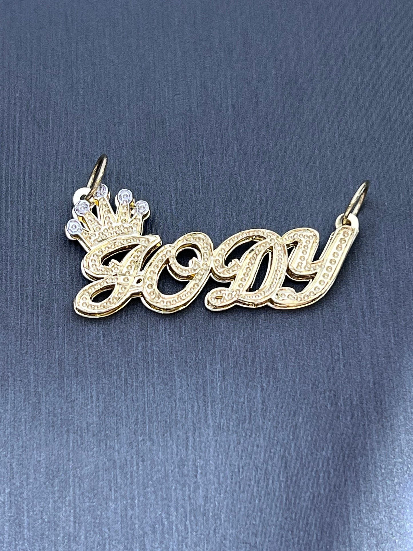 10K or 14K Gold Personalized Name with Crown Pendant A