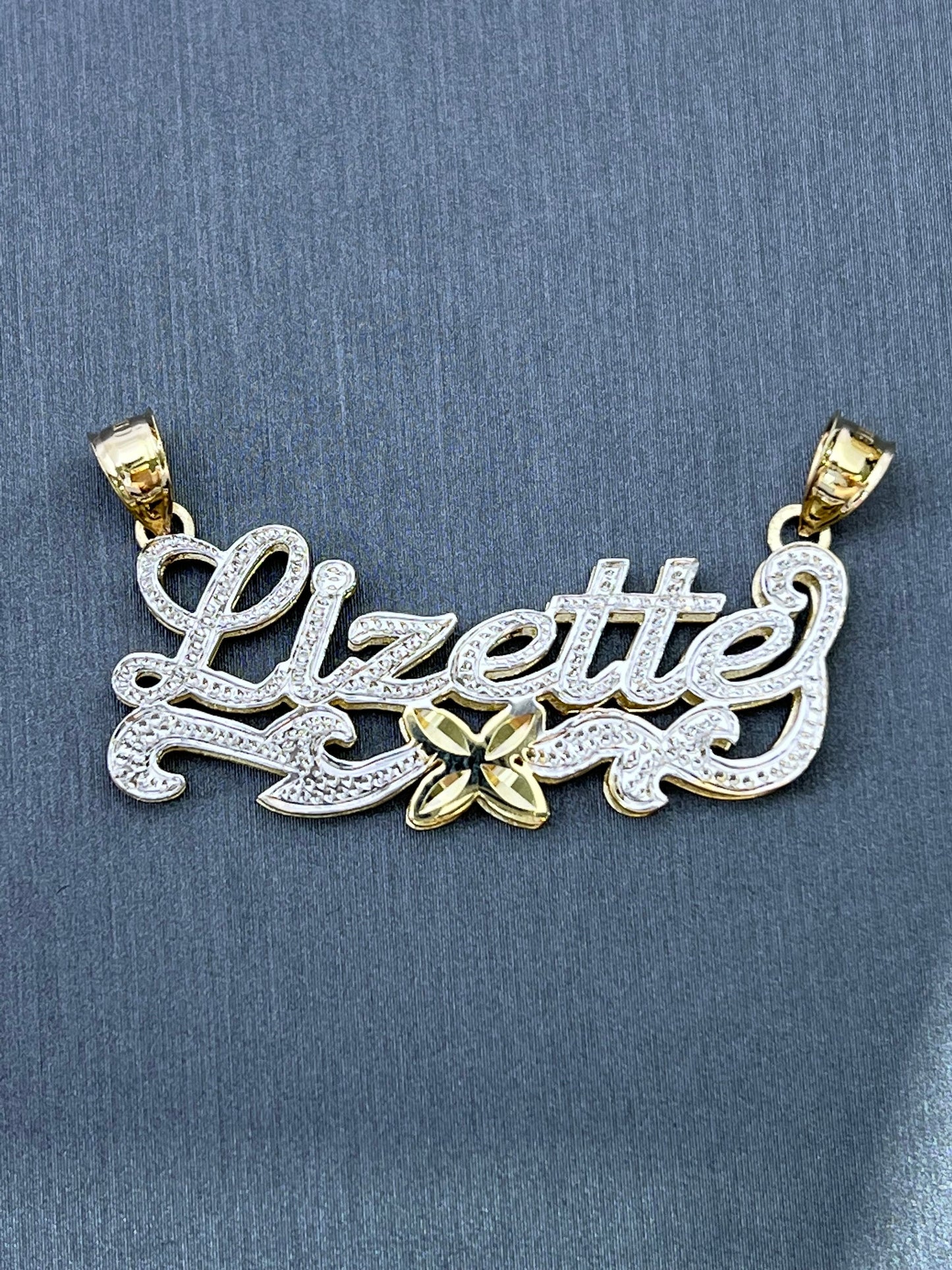 10K or 14K Gold Personalized Double Name Pendant