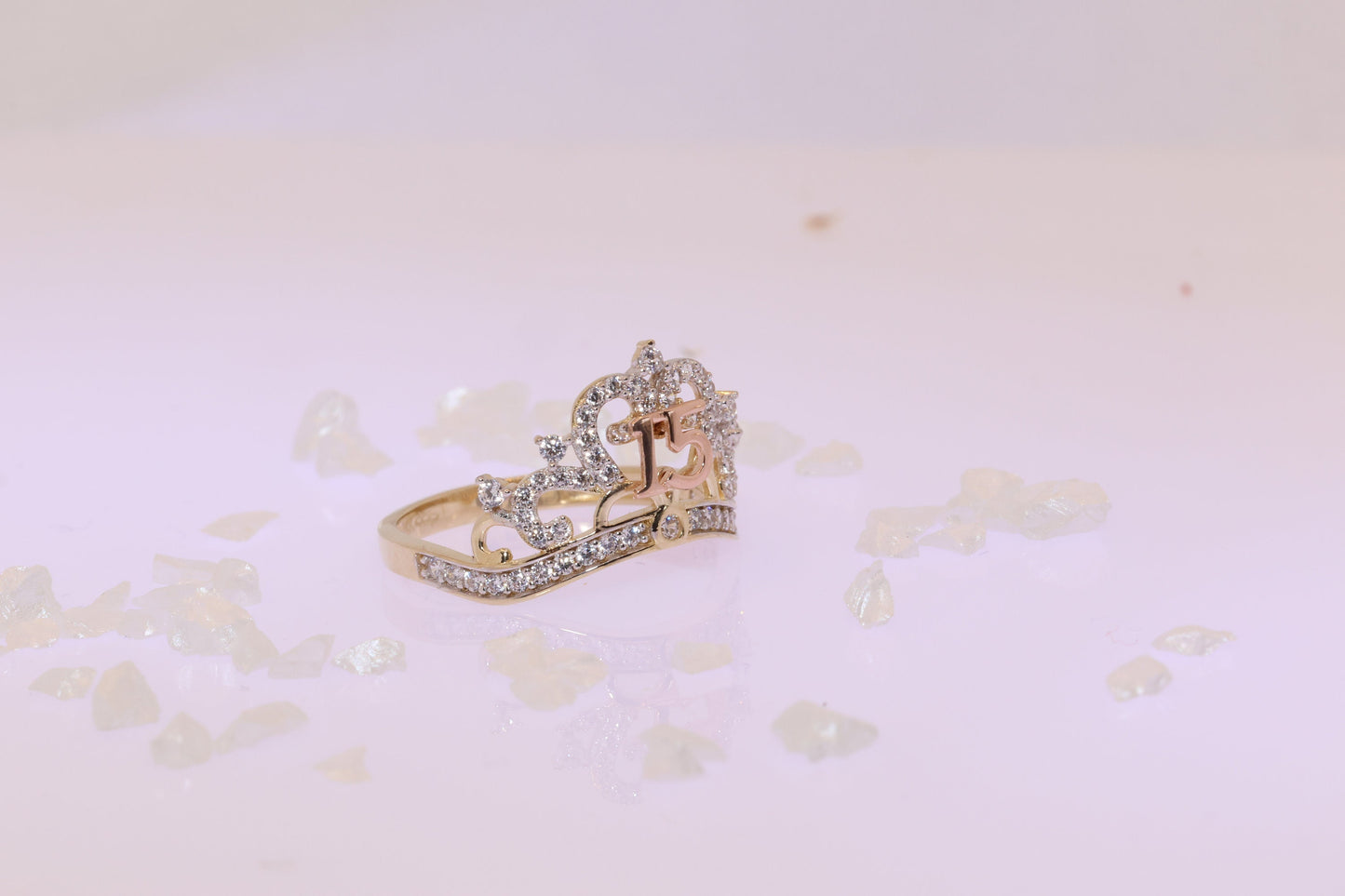 14K Gold 15 Anos Quinceanera Crown Ring II