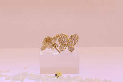 10K Gold Pink Butterfly CZ Earrings