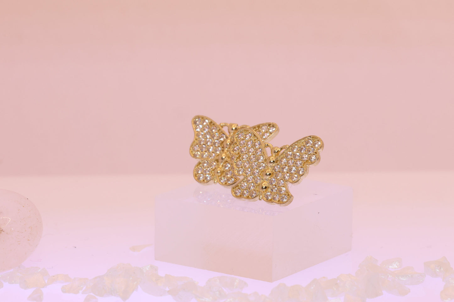 10K Gold Butterfly CZ Earrings