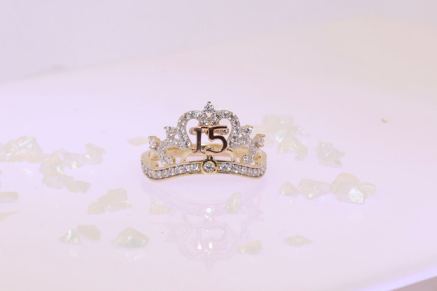 14K Gold 15 Anos Quinceanera Crown Ring II