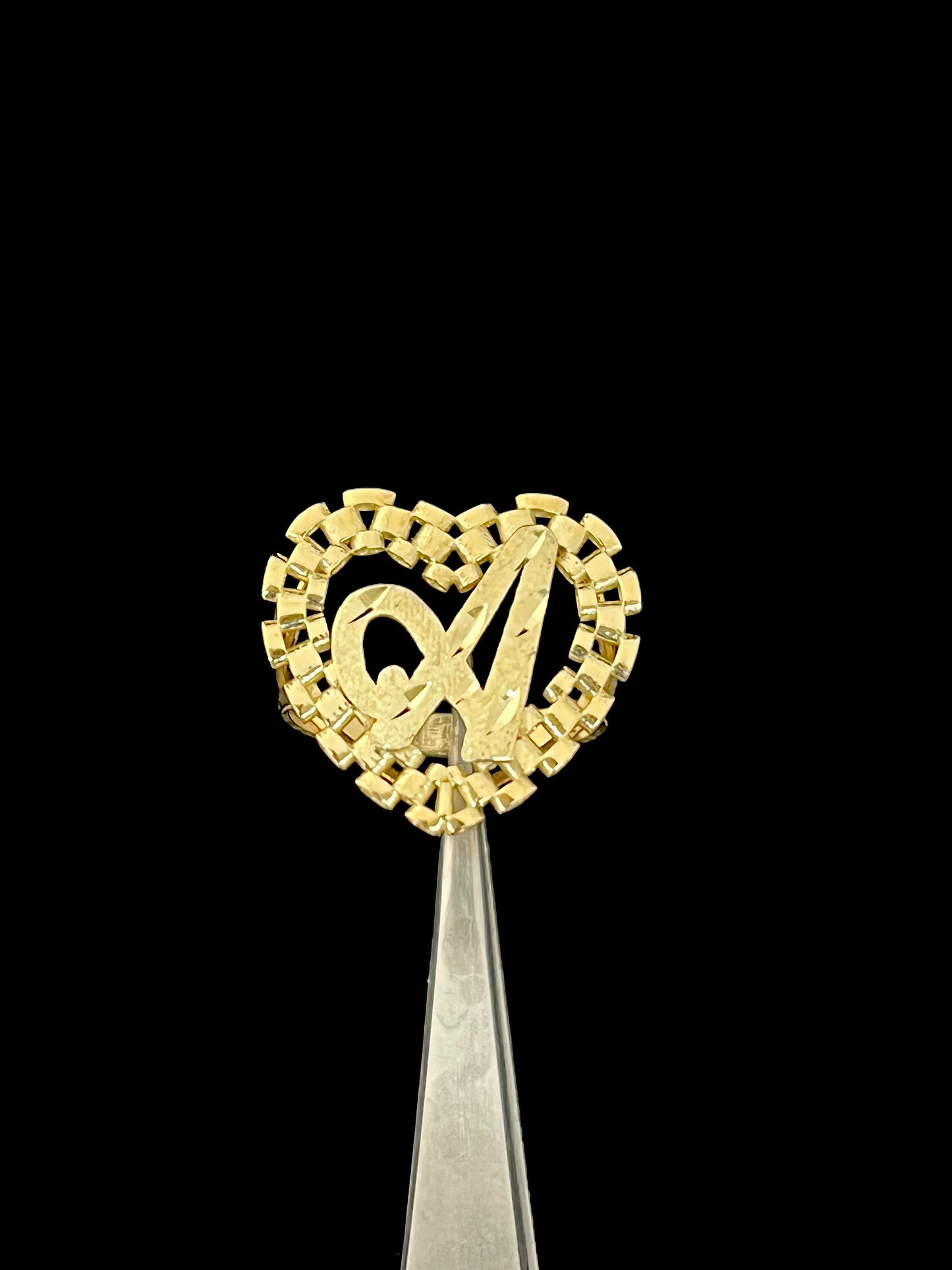 10K Rolex Style Initial Ring A
