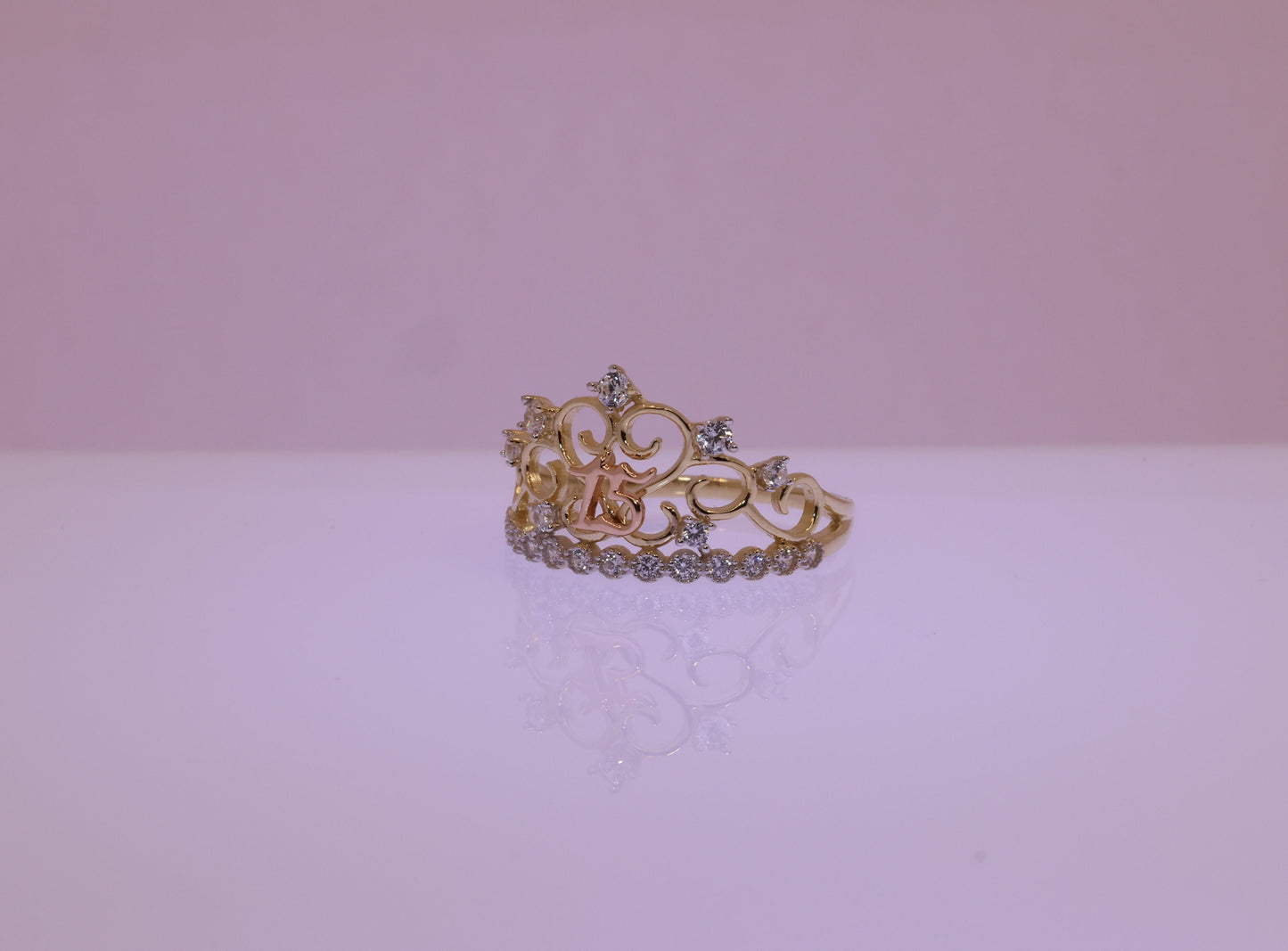 14K Gold 15 Anos Quinceanera Crown Ring BBB