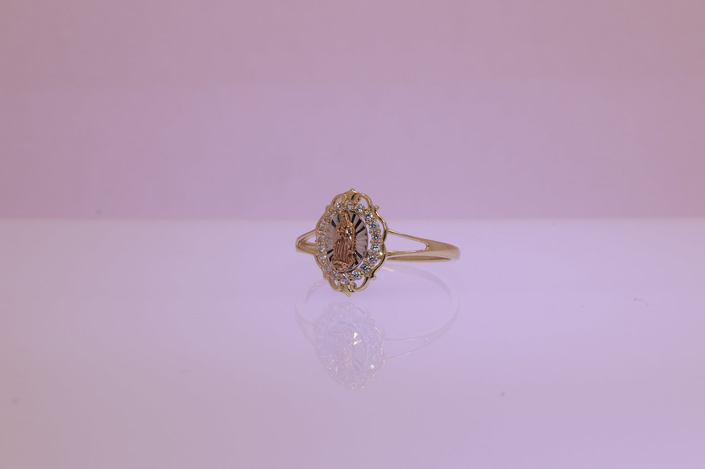 14k Solid Gold Virgin Mary Virgen Maria Lady Guadalupe Ring F