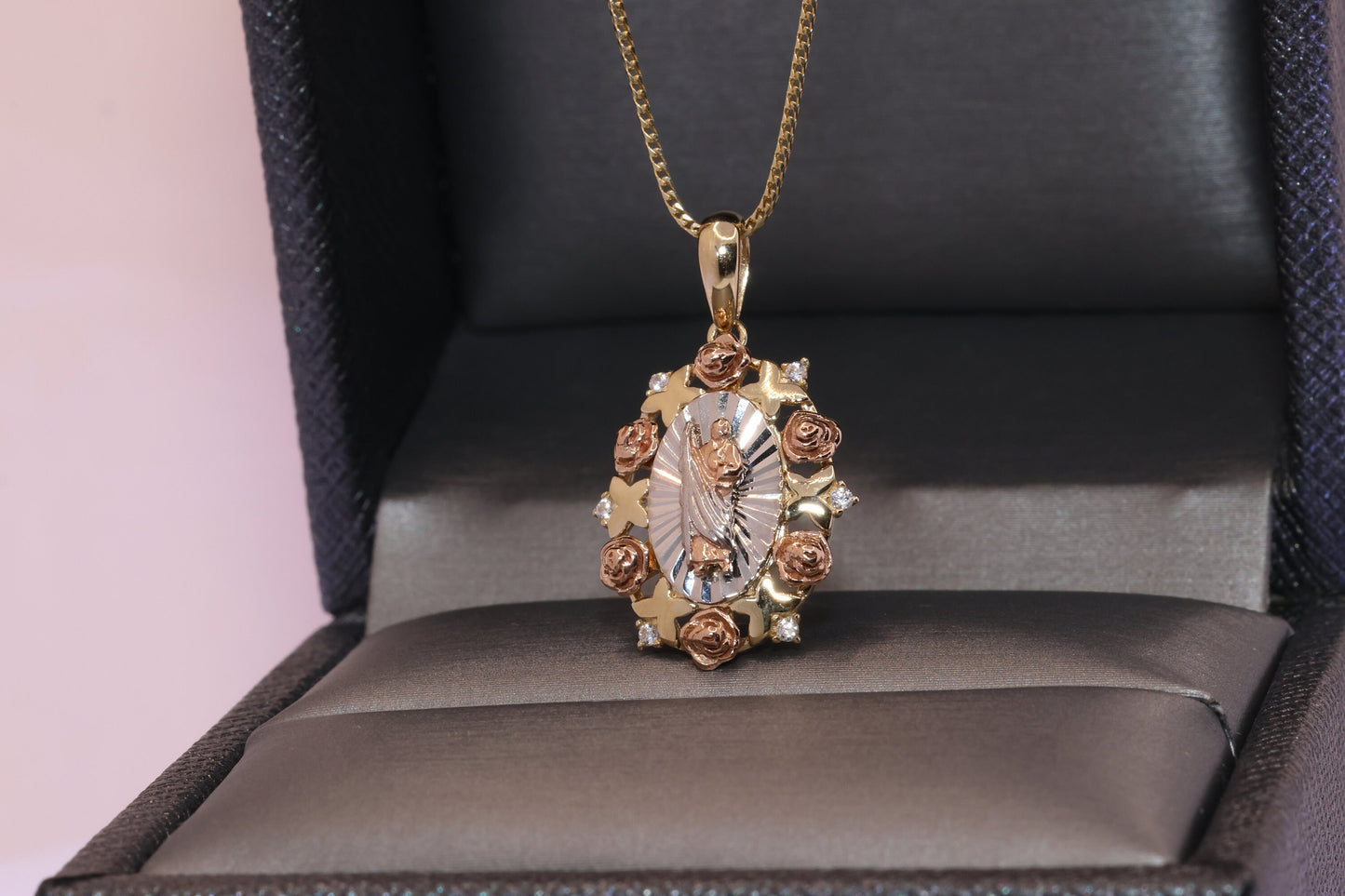 14k Solid Gold Saint Jude San Judas Pendant B