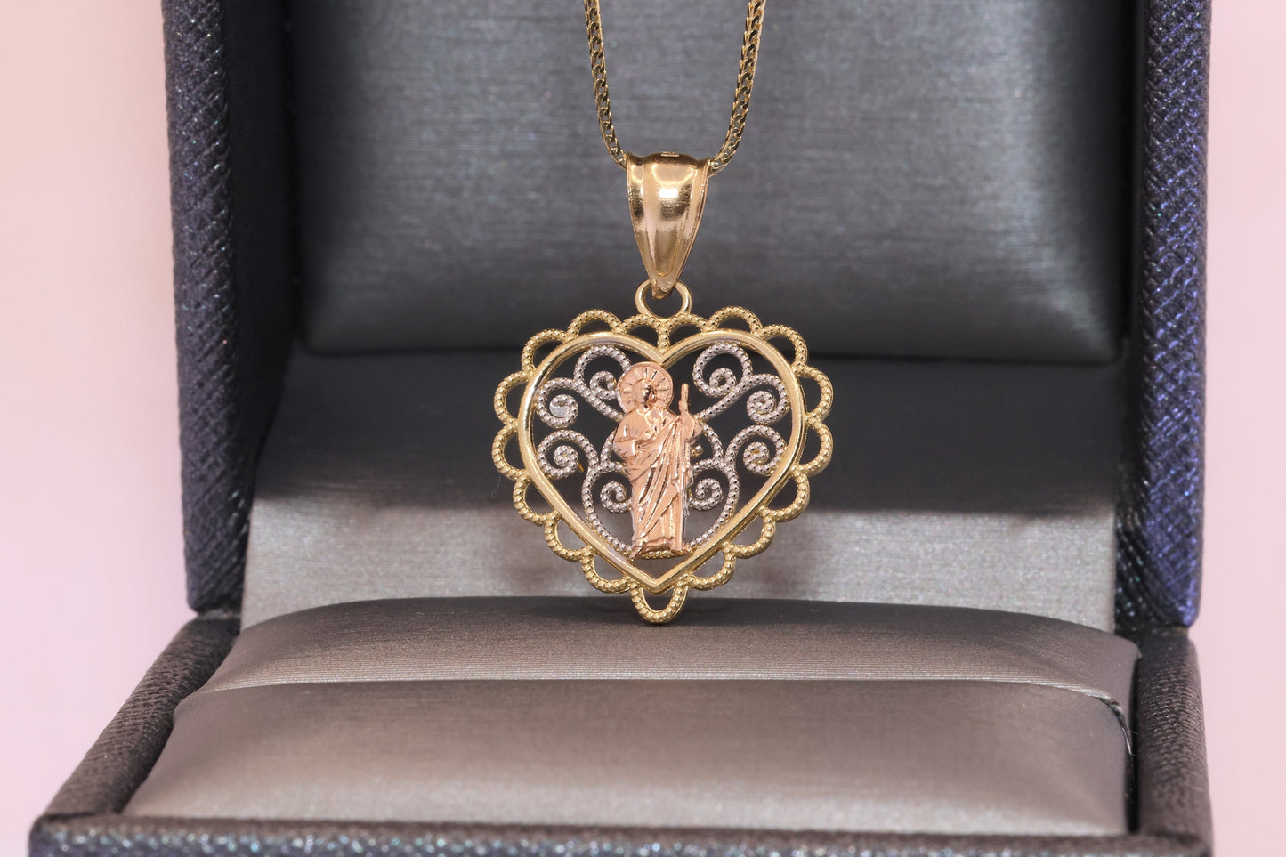 14k Solid Gold Saint Jude San Judas Pendant D