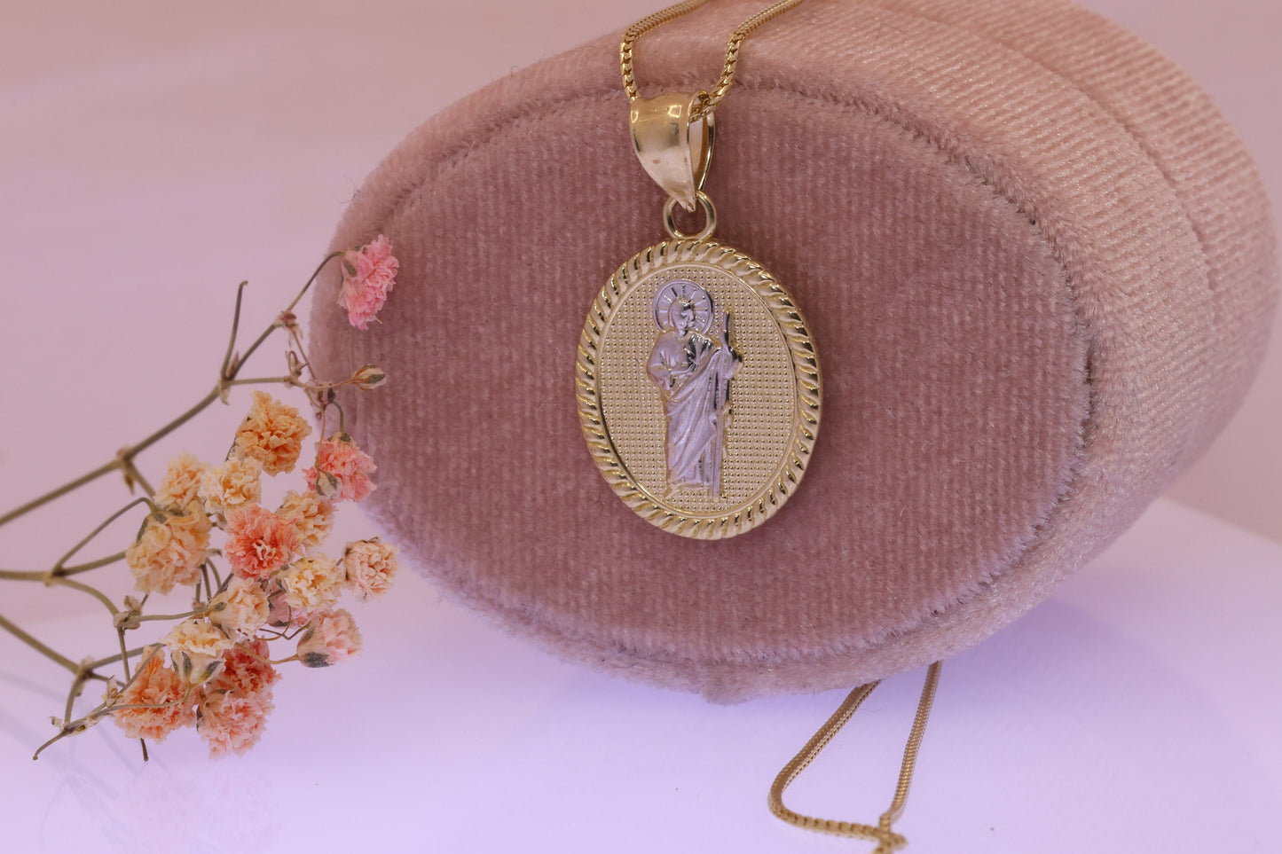 14k Solid Gold Saint Jude San Judas Pendant A