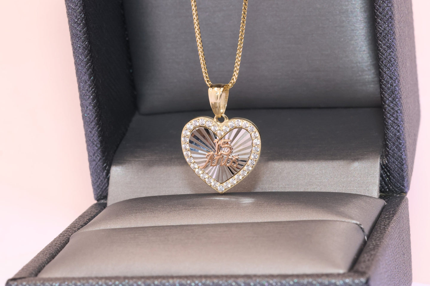14K Gold 15 Anos Quinceanera Pendant J