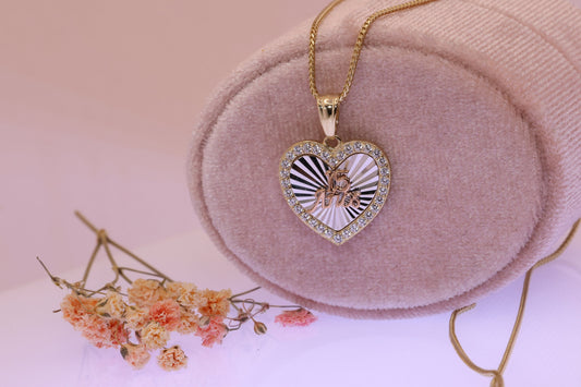 14K Gold 15 Anos Quinceanera Pendant J