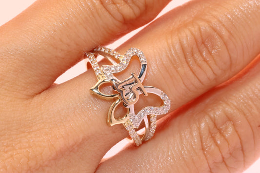 14K Gold 15 Anos Quinceanera Butterfly Ring A