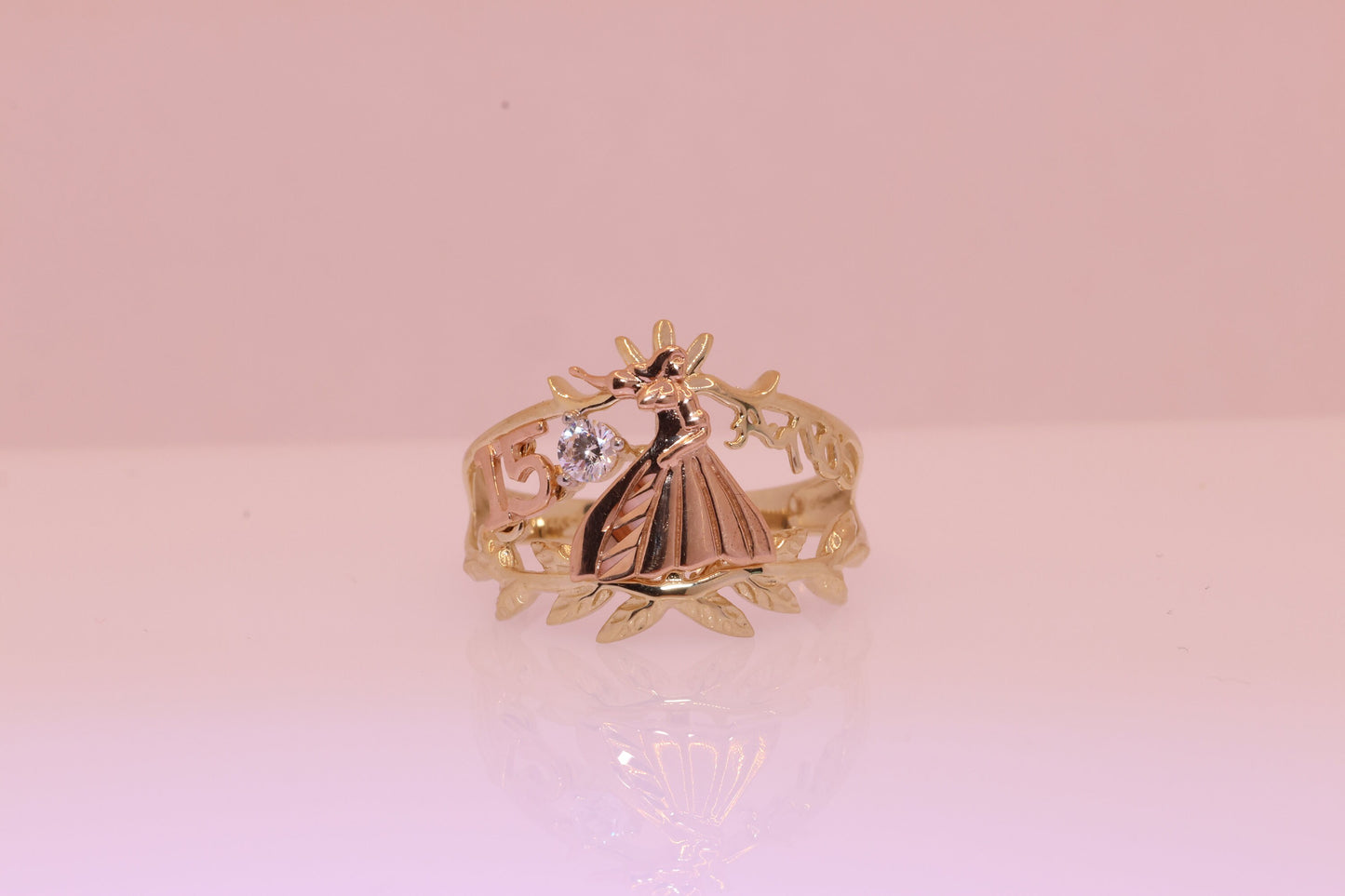 14K Gold 15 Anos Quinceanera Ring F