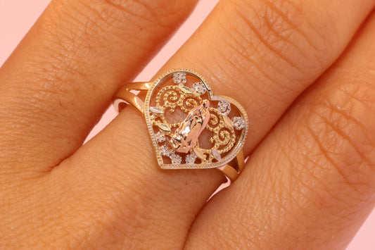 14k Solid Gold Virgin Mary Virgen Maria Lady Guadalupe Ring PP