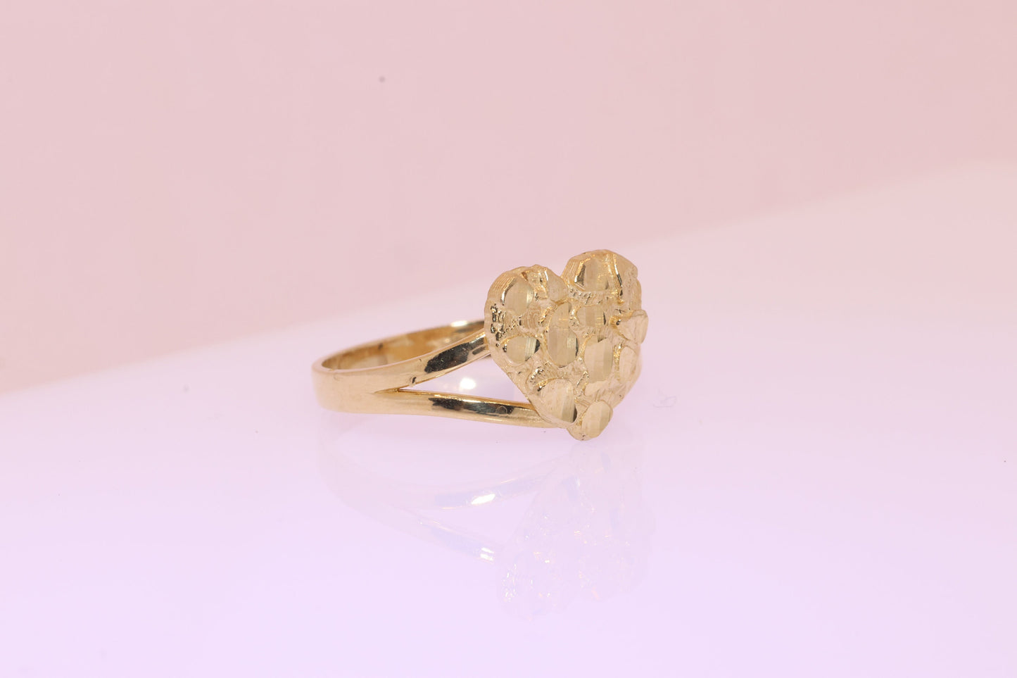 10K Gold Heart Nugget Ring A