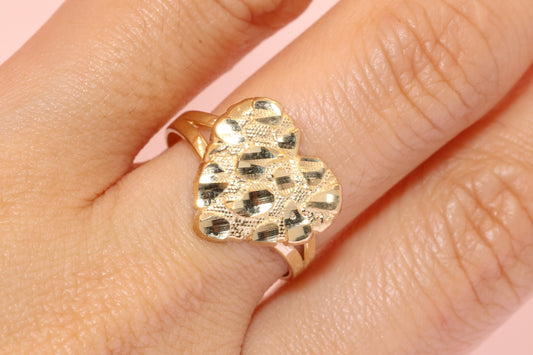 10K Gold Heart Nugget Ring B