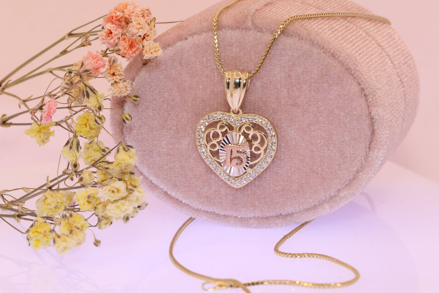 14K Gold 15 Anos Quinceanera Pendant K