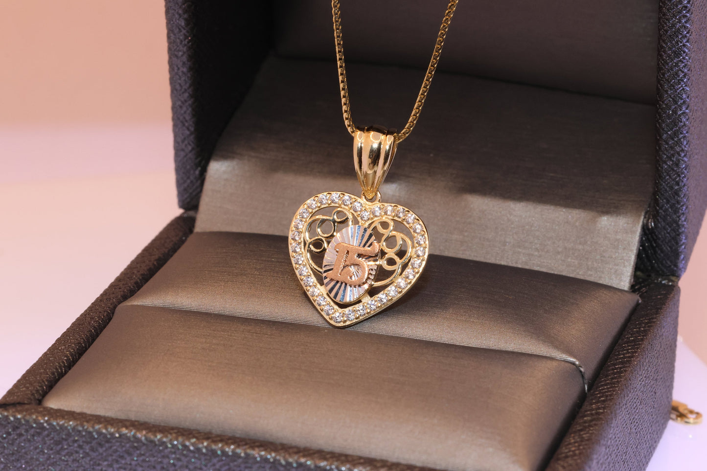 14K Gold 15 Anos Quinceanera Pendant K