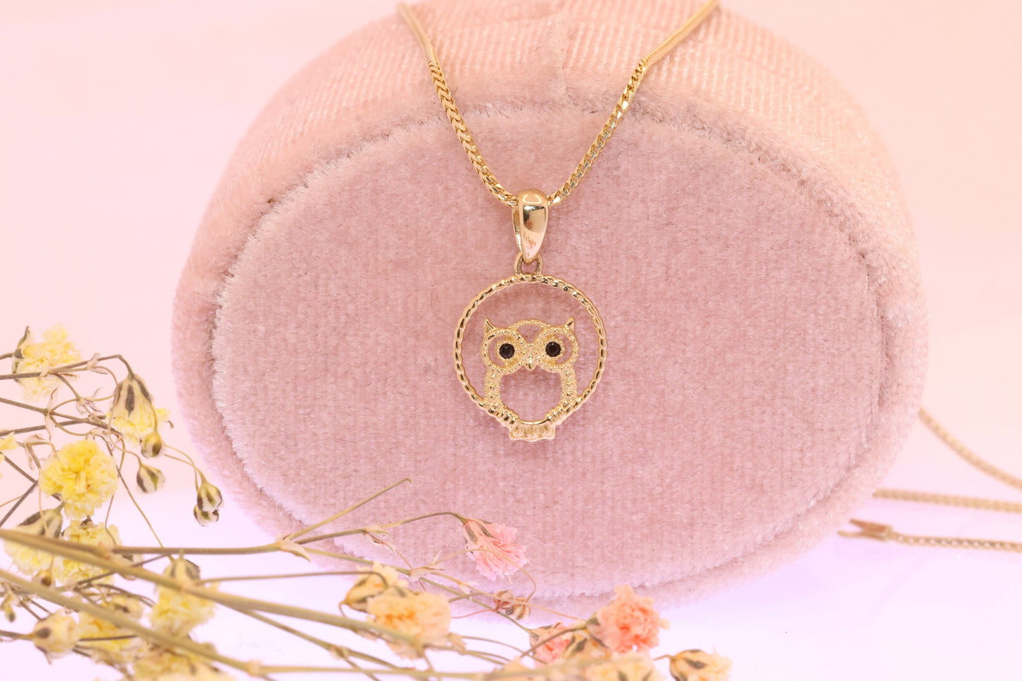 14k Yellow Tiny Owl Pendant