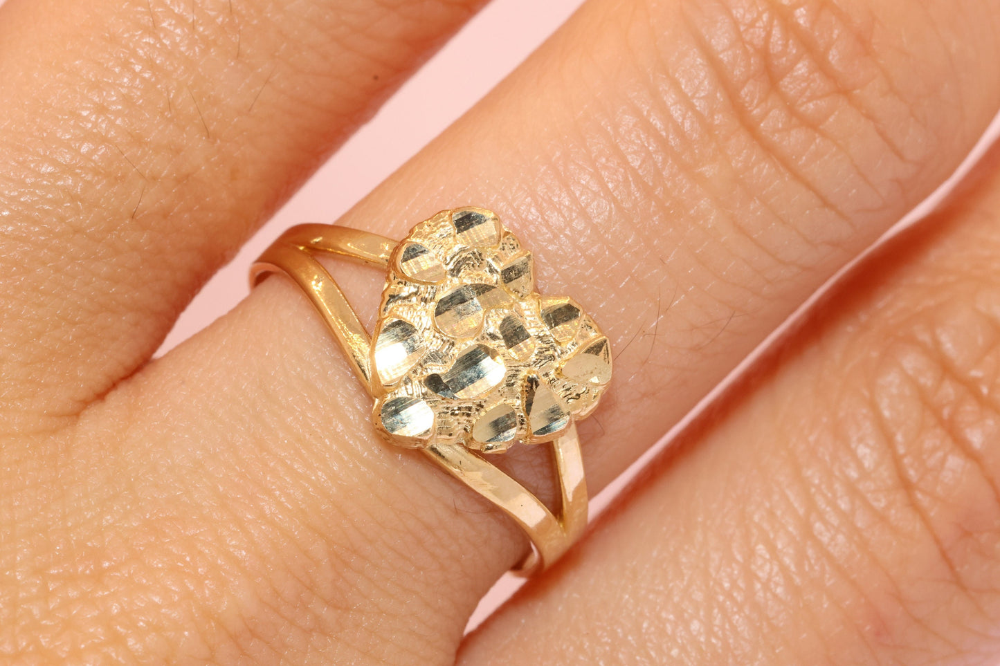 10K Gold Heart Nugget Ring A