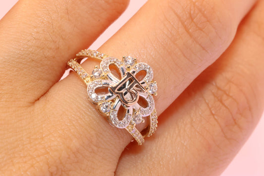14K Gold 15 Anos Flower Quinceanera Ring B