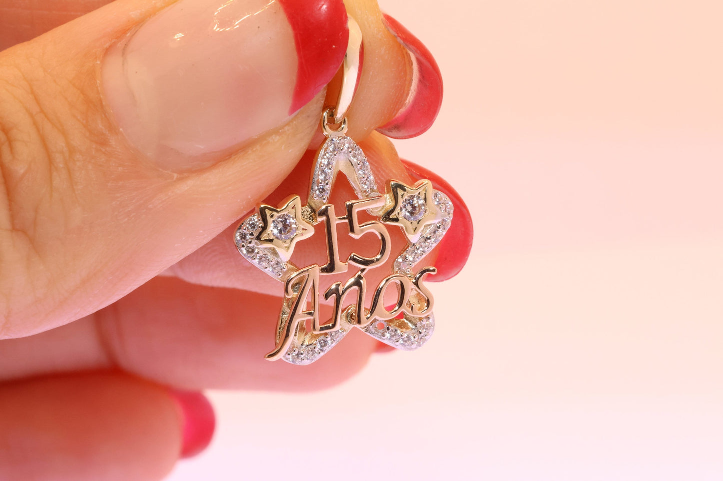 14K Gold 15 Anos STAR Quinceanera Pendant