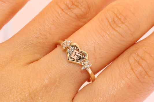 14K Gold 15 Anos Quinceanera Heart Ring B