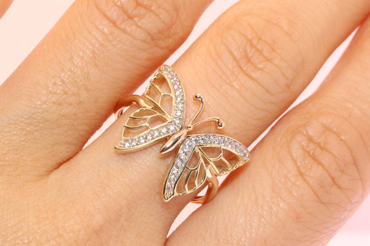14k Gold Cubic Zirconia Butterfly Ring E